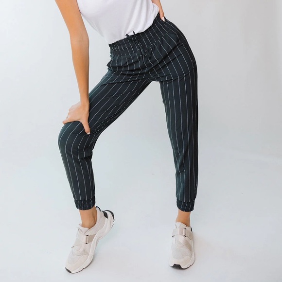 Albion Fit DESTINATION JOGGERS, NAVY PINSTRIPE XXS Petite - Picture 5 of 13